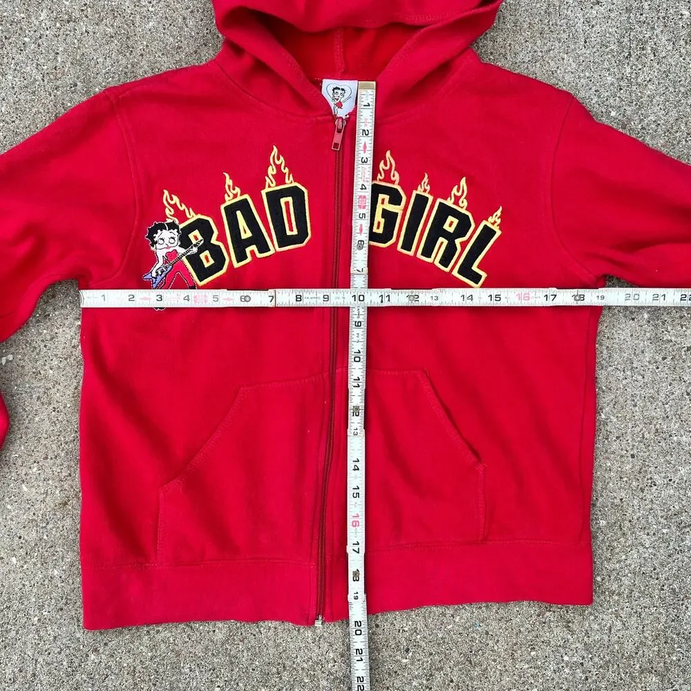 Y2K Betty Boop Bad Girl Red Zip Up Hoodie | Size‎ Large